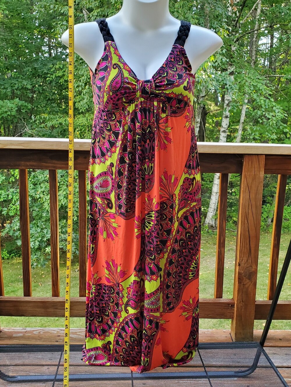 Emma & Michele Orange Paisley Maxi Dress with Pink Accents